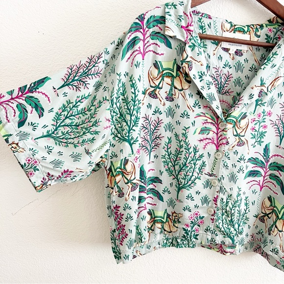 Printfresh Camel's Courtyard Print Pajama Top Small - Picture 2 of 6